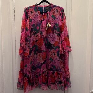 Johnny Was Floral Silk Chiffon Dress